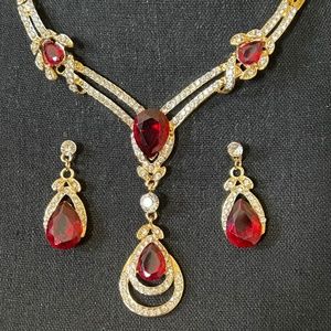 3 Piece Red and Gold Costume Jewelry set